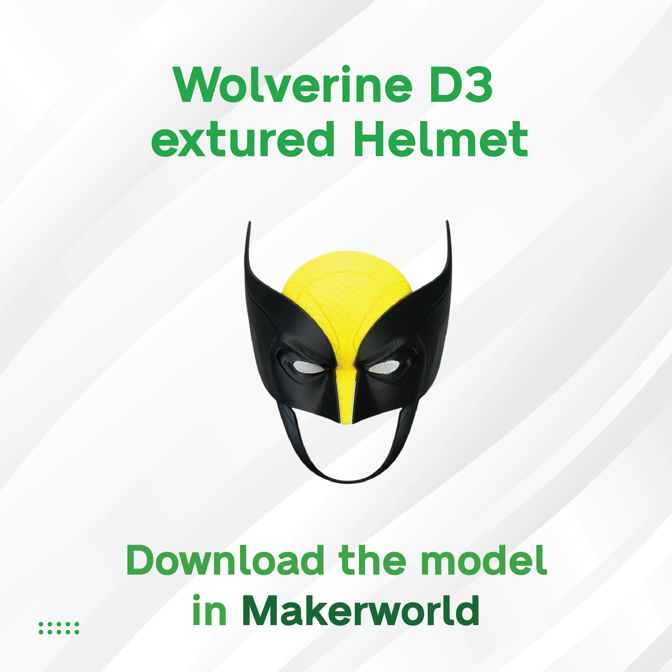 3D Maker's Supply Parts BambuLab Textured Helmet Collection Wolverine D3 Textured Helmet