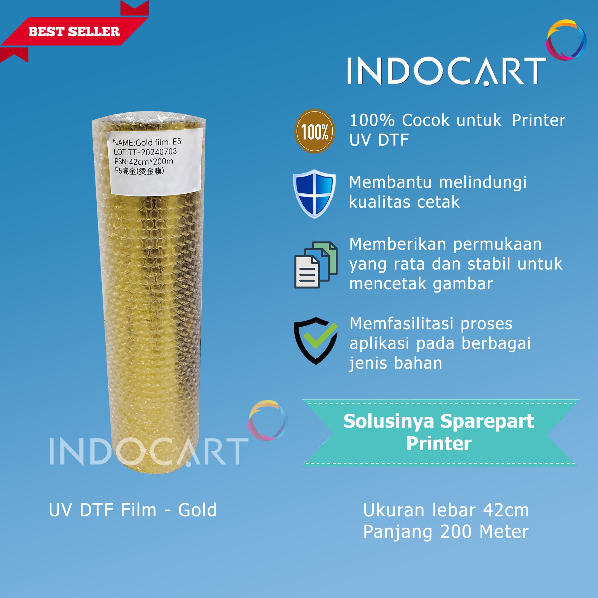 PET Film UV DTF Gold Premium High Quality