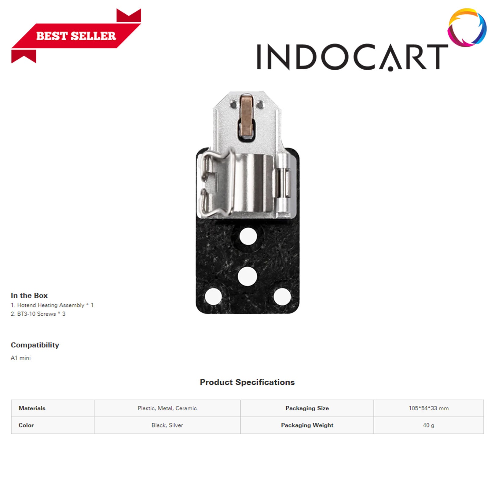 3D Printer Parts BambuLab Hotend Heating Assembly A1 Series