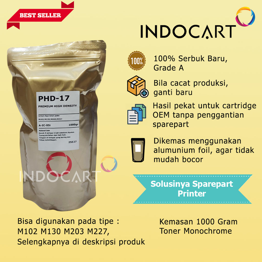 Serbuk Toner PHD 17-CF217A 17A CF230A 30A-HP LaserJet M102 M130 M203 M227-1kg