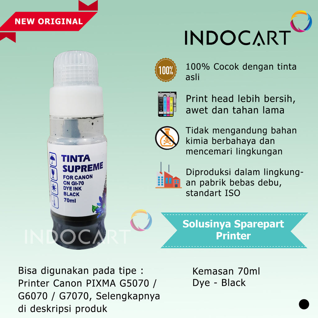 Tinta Supreme Canon GI 70 GI70 Compatible Dye Ink-Canon G5070 G6070 G7070 GM2070 GM4070-70ml