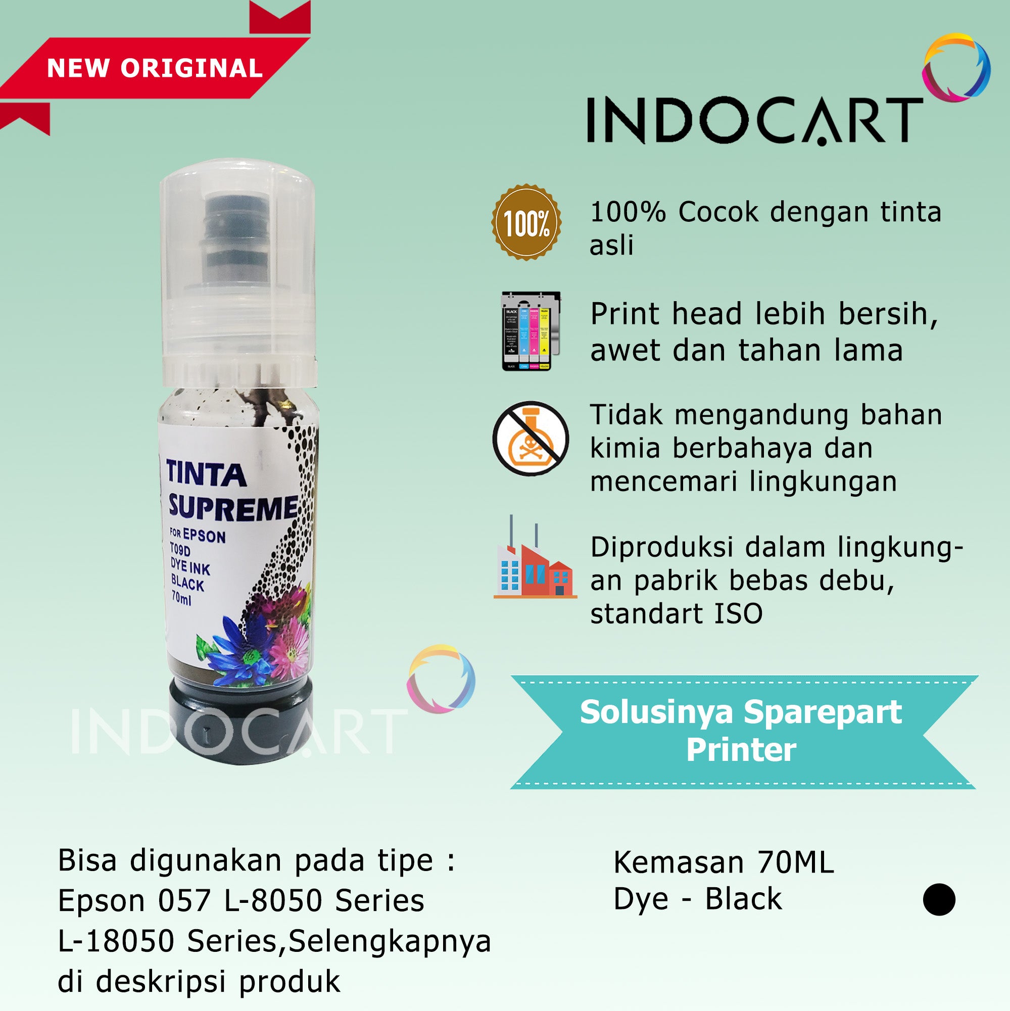 IndoCart Tinta Refill Printer Epson 057 6CL L8050 L18050 T09D 70ml