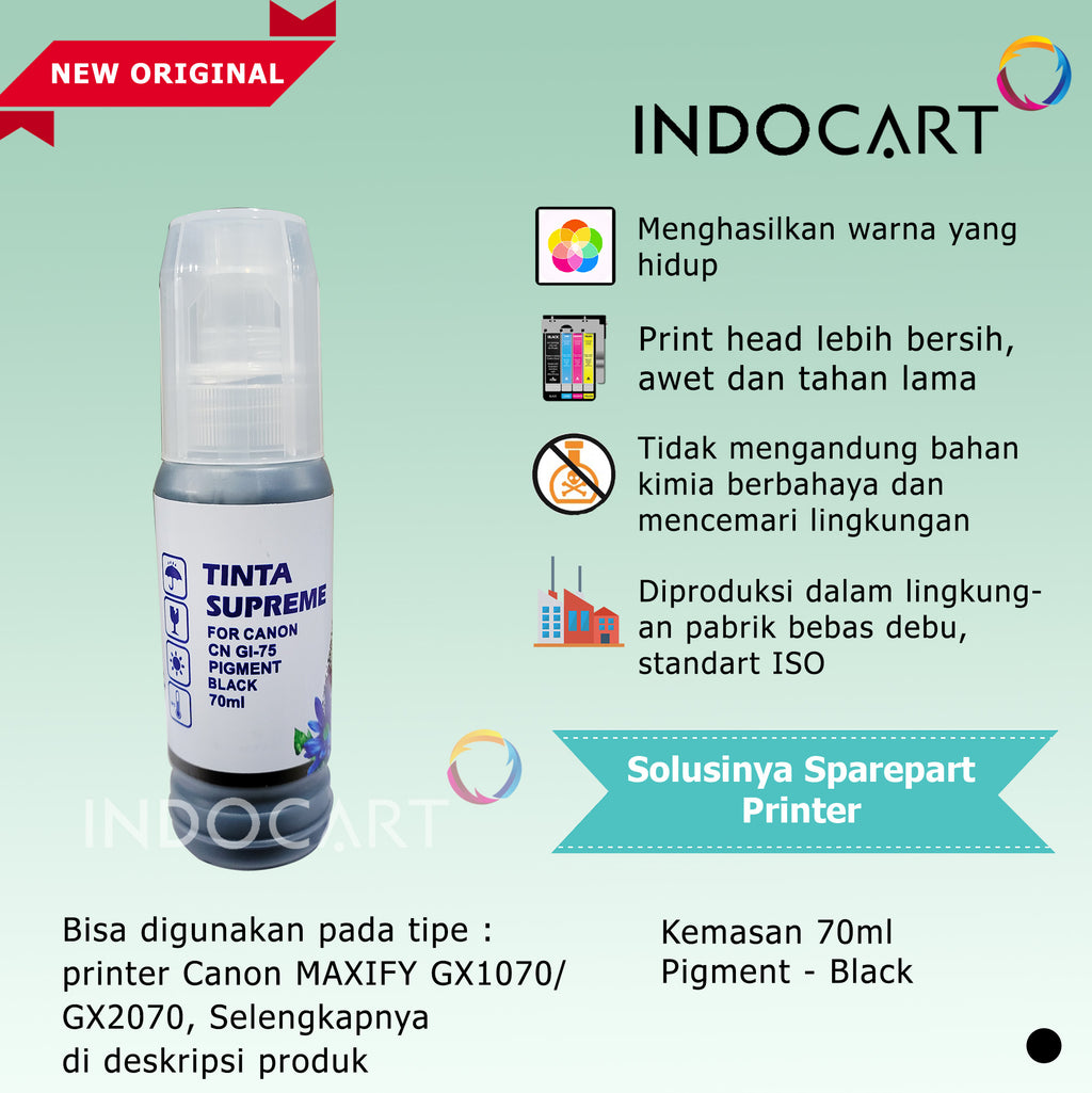 Tinta Supreme Canon GI-75 GI75 Compatible Pigment Ink-Canon GX1070 GX2070-70ml