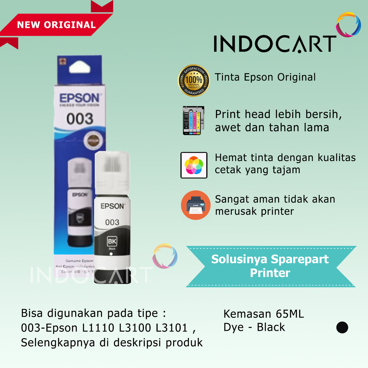 Tinta Original 003 Untuk Printer Epson L3216 L3250 L3256 L3550 L5190 L5290