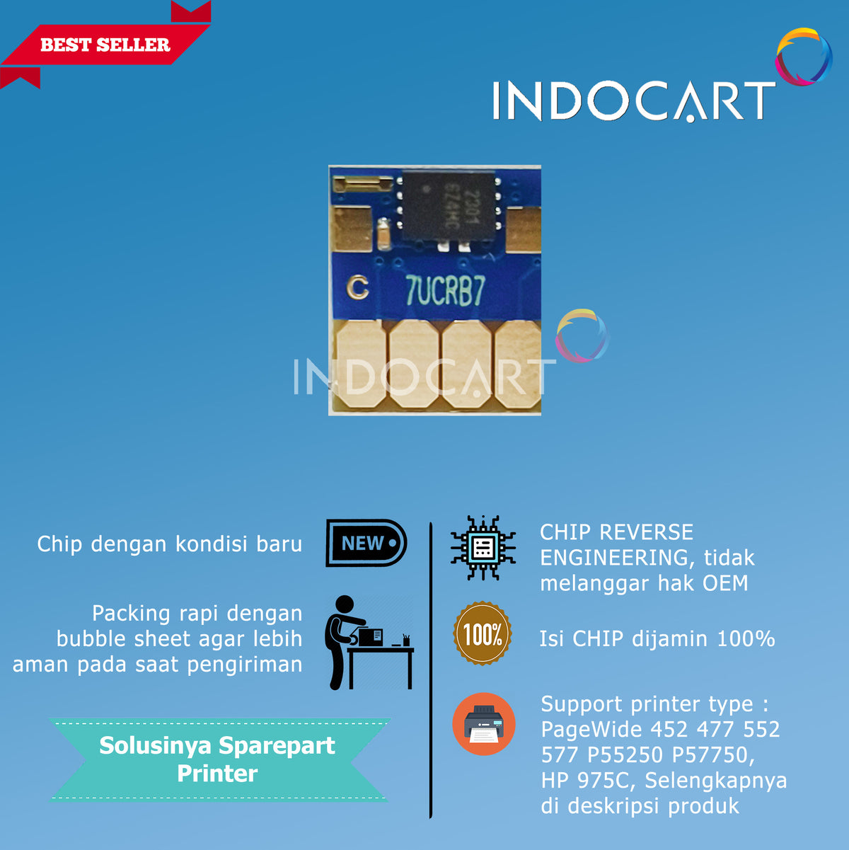 Auto Reset Chip Tinta HP 975-HP PageWide 352 377 452 477 552 577 P55250 P57750