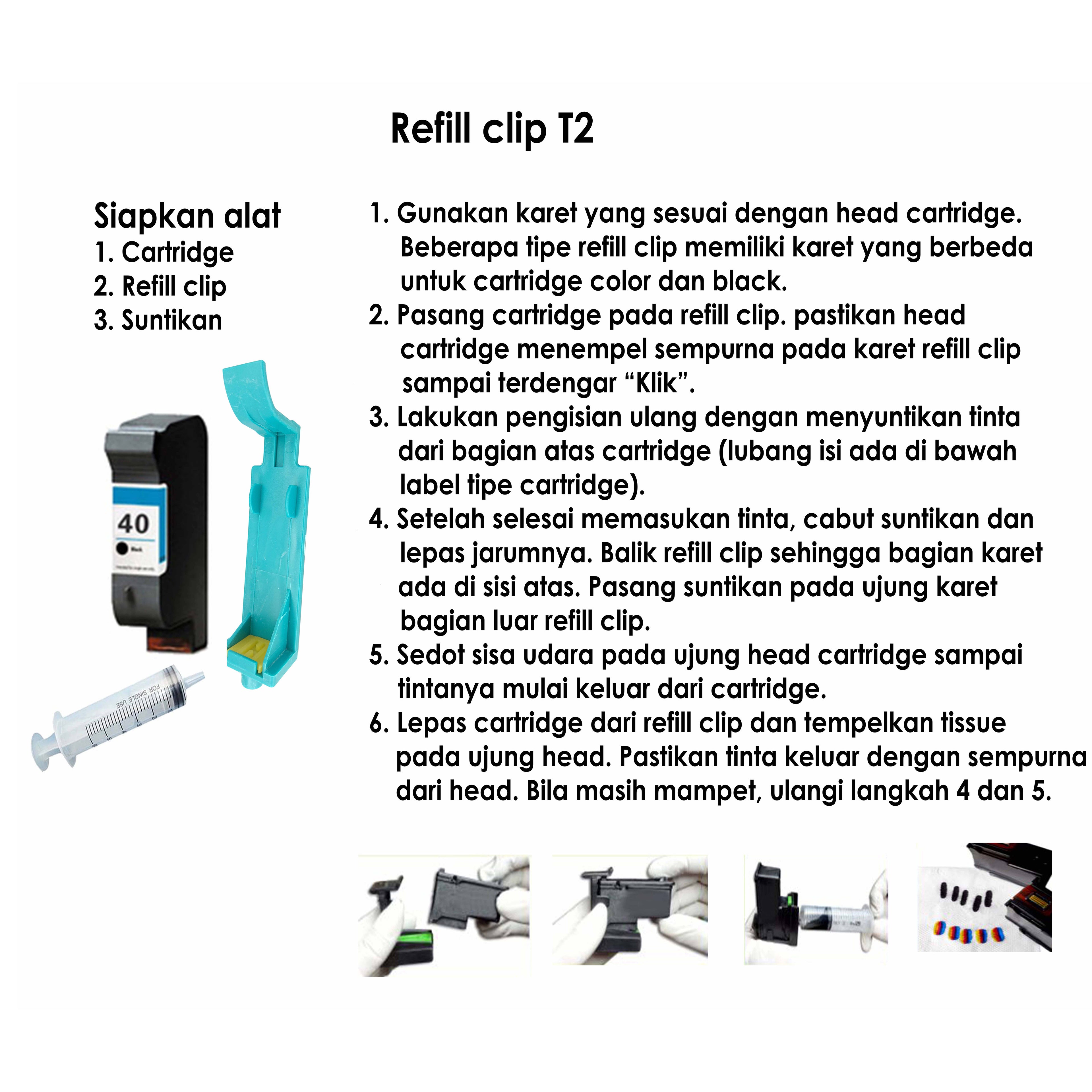 Refill Clip-Tool Kit-Klip Penyedot Tinta Cartridge HP 40 45 15