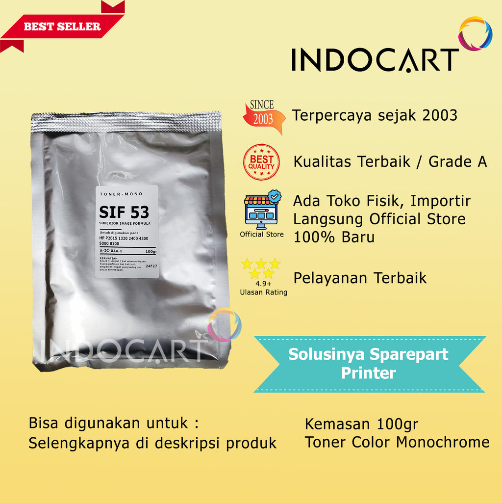 Serbuk Toner SIF-53 53A 05A 51A 55A 70A-HP P2014 P2035 P3005 P3015 M521 M2727 M5025-100gr