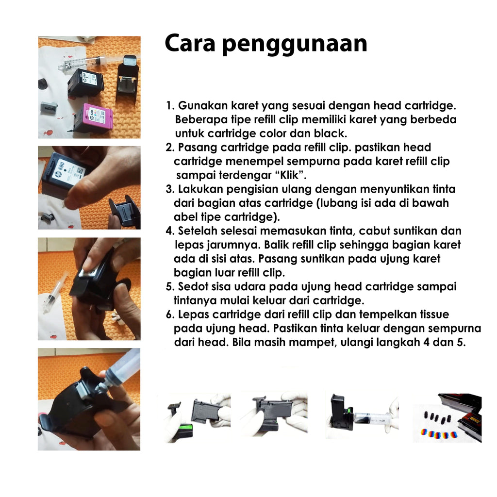 Refill Clip-Tool Kit-Klip Penyedot Tinta T14 HP 678 680 703 704