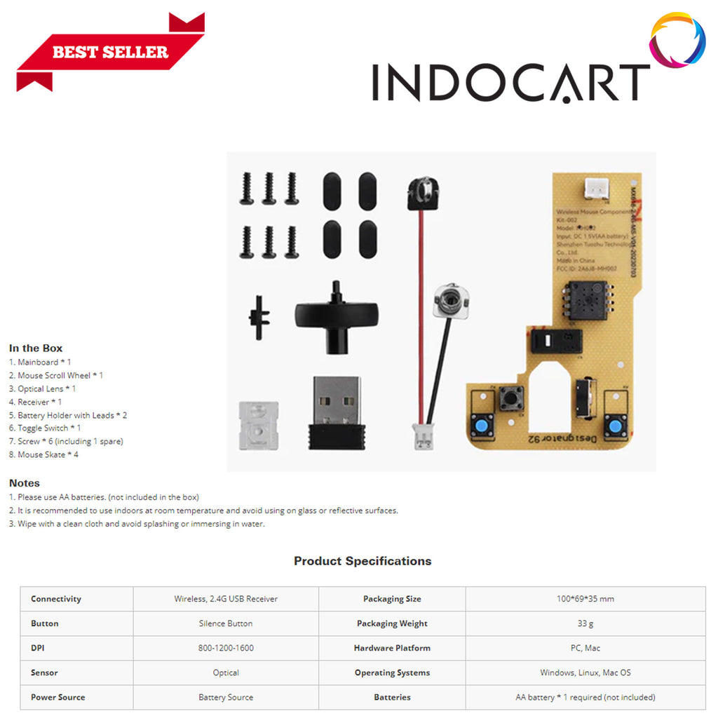 3D Maker's Supply Parts BambuLab Wireless Mouse Components Kit 002