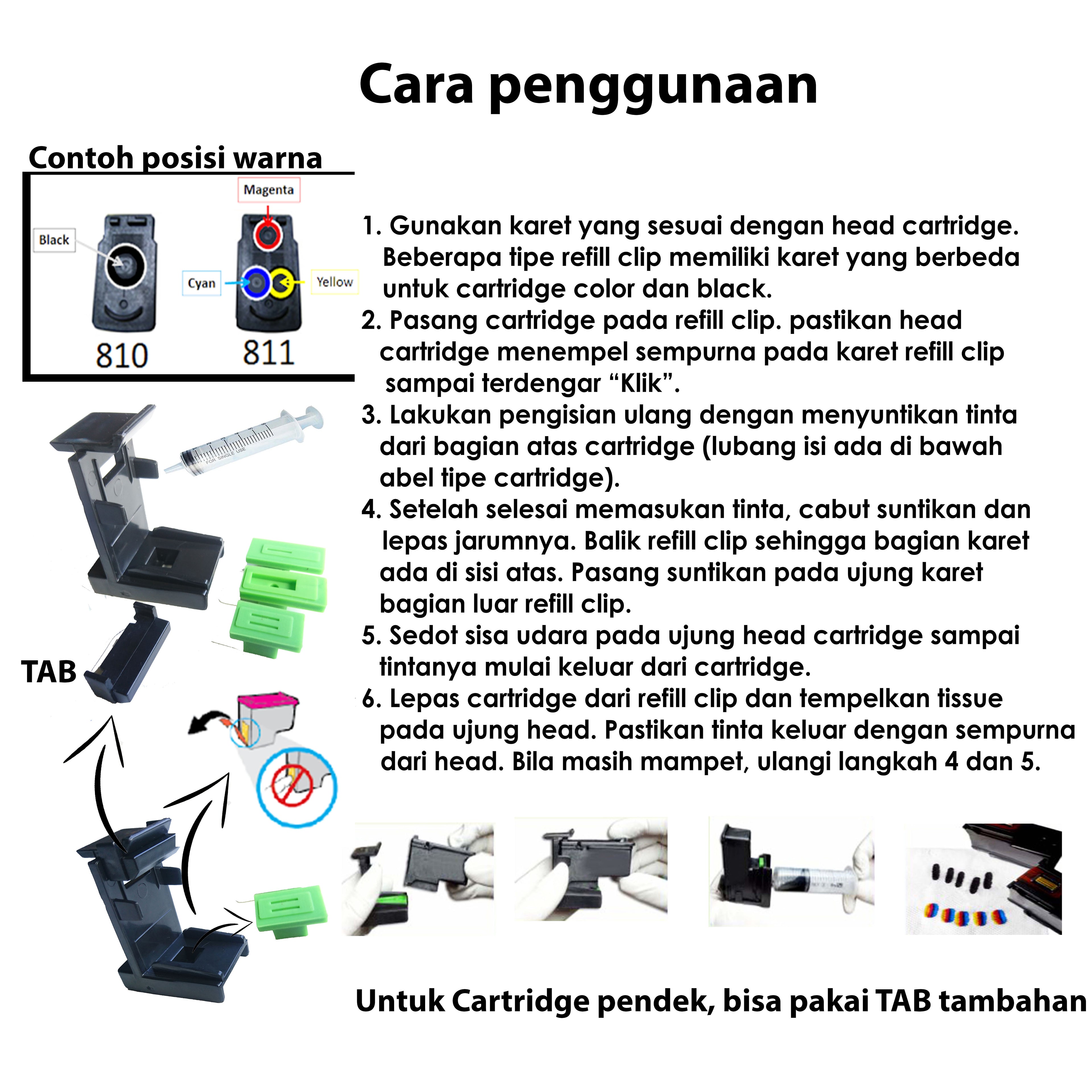 Refill Clip-Tool Kit-Klip Penyedot Tinta Cartridge HP 678 680