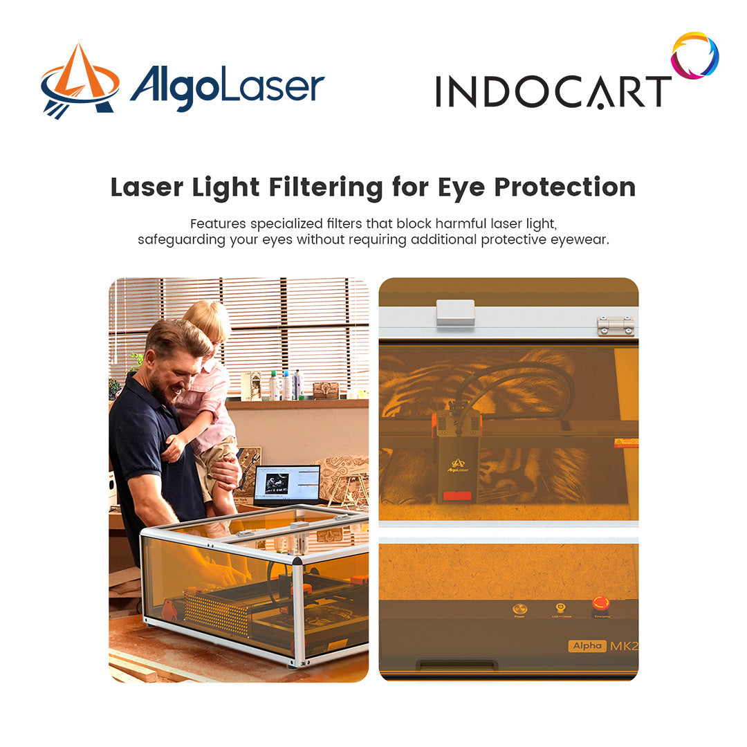 Laser Engraver/Cutter Parts AlgoLaser Smart Enclosure 2.0 with Laser Light Filtering for Eye Protection