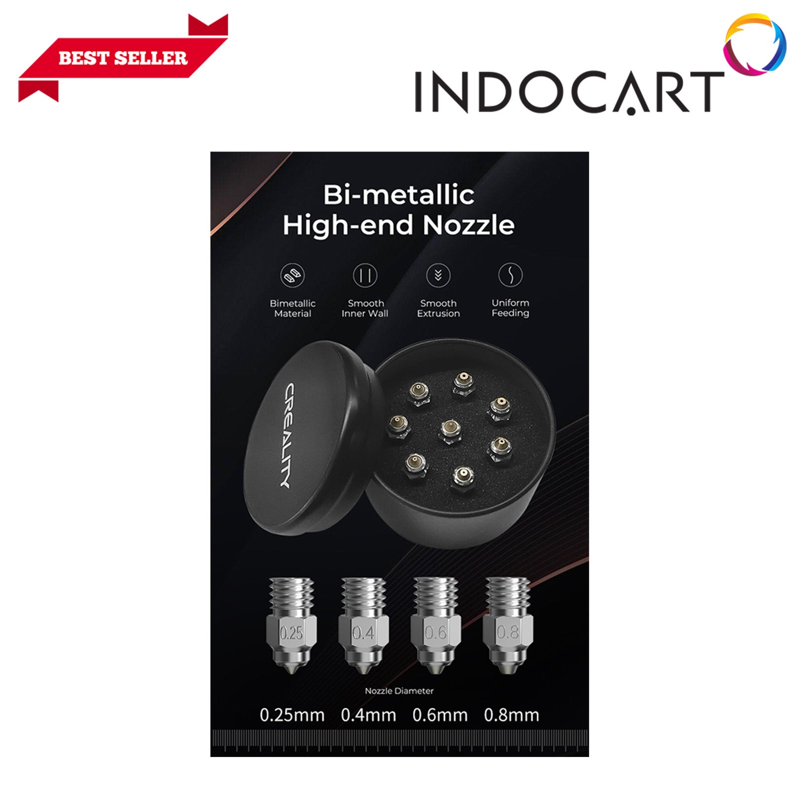 3D Printer Parts Creality OEM Nozzle Kit MK8 High End Bi Metallic 8Pcs Pack 0.25 0.4 0.6 0.8