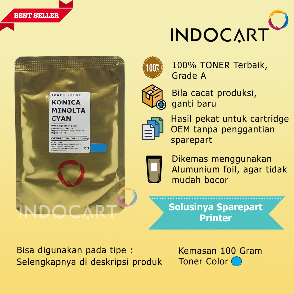 Serbuk Toner Warna Jepang-TN214-Konica Minolta Bizhub C200-100gr