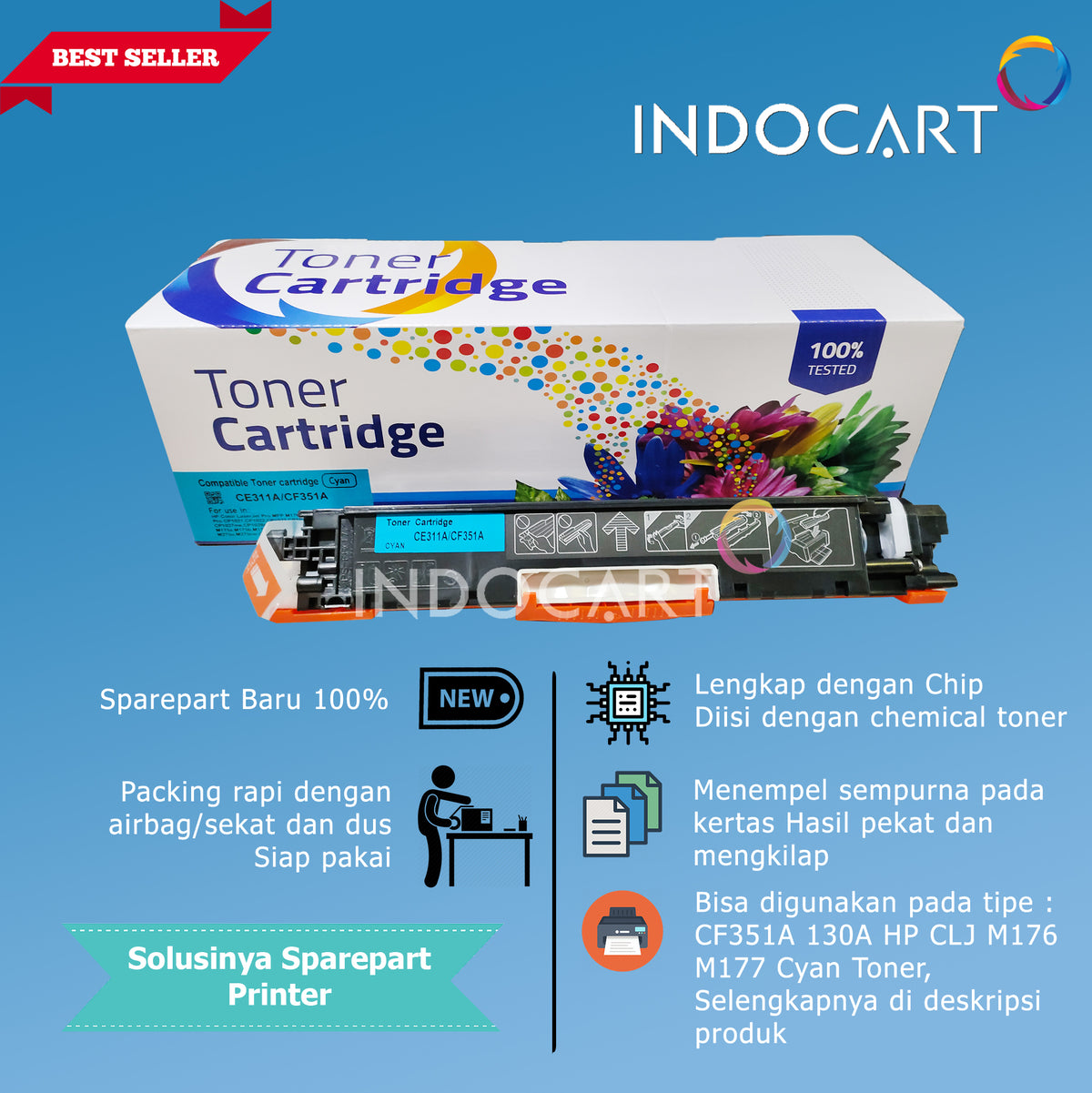 Toner Cartridge Compatible Universal 126A 130A-Printer LaserJet HP CP1025 M175 M275 M176 M177