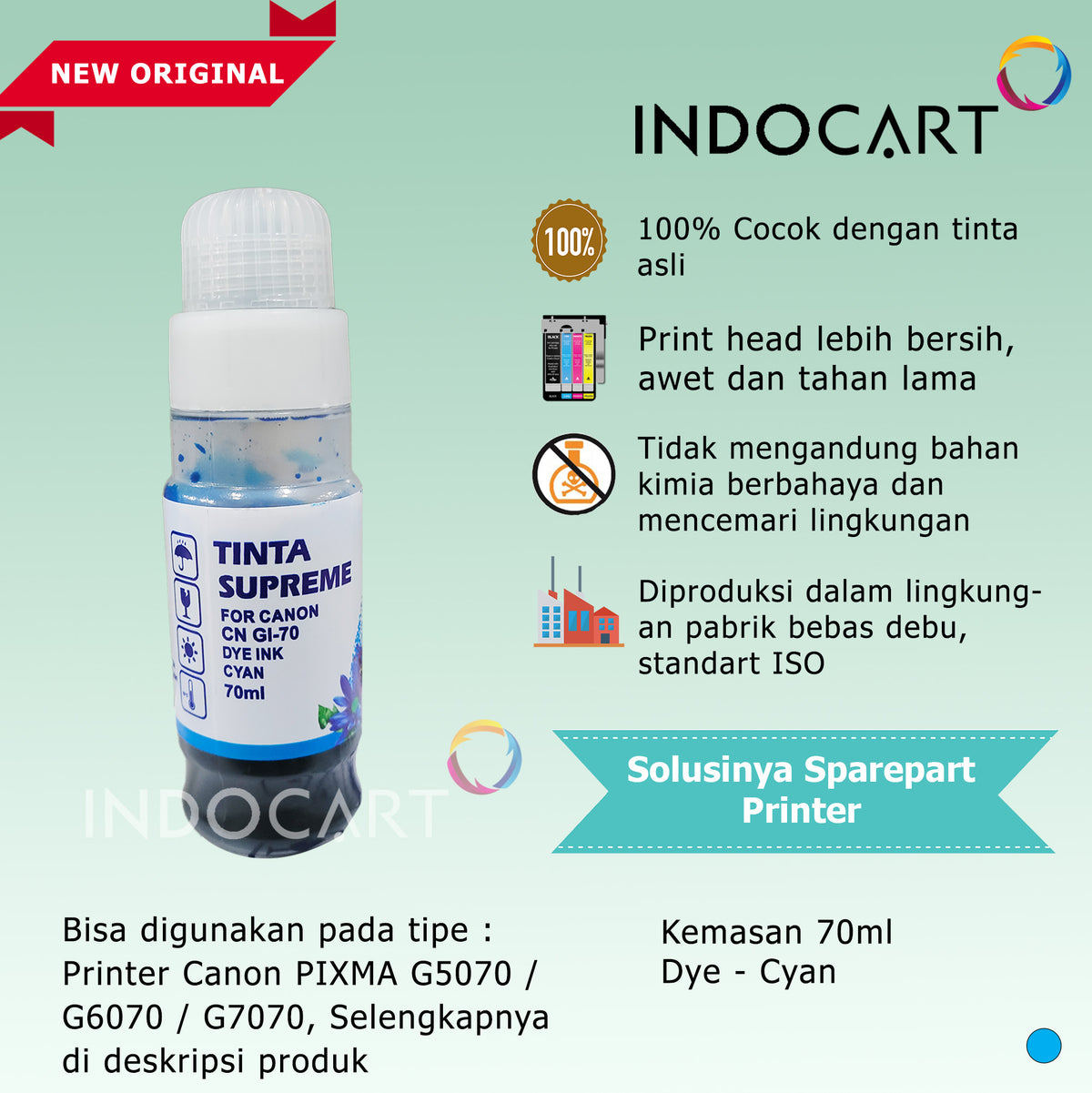 Tinta Supreme Canon GI 70 GI70 Compatible Dye Ink-Canon G5070 G6070 G7070 GM2070 GM4070-70ml