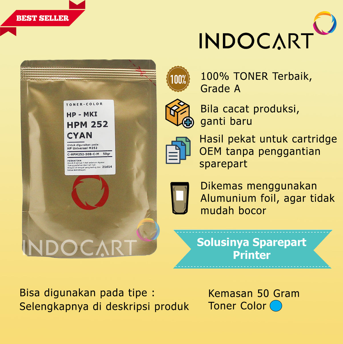 Serbuk Toner Warna-MKI (Jepang)-HP Universal M252-50gr