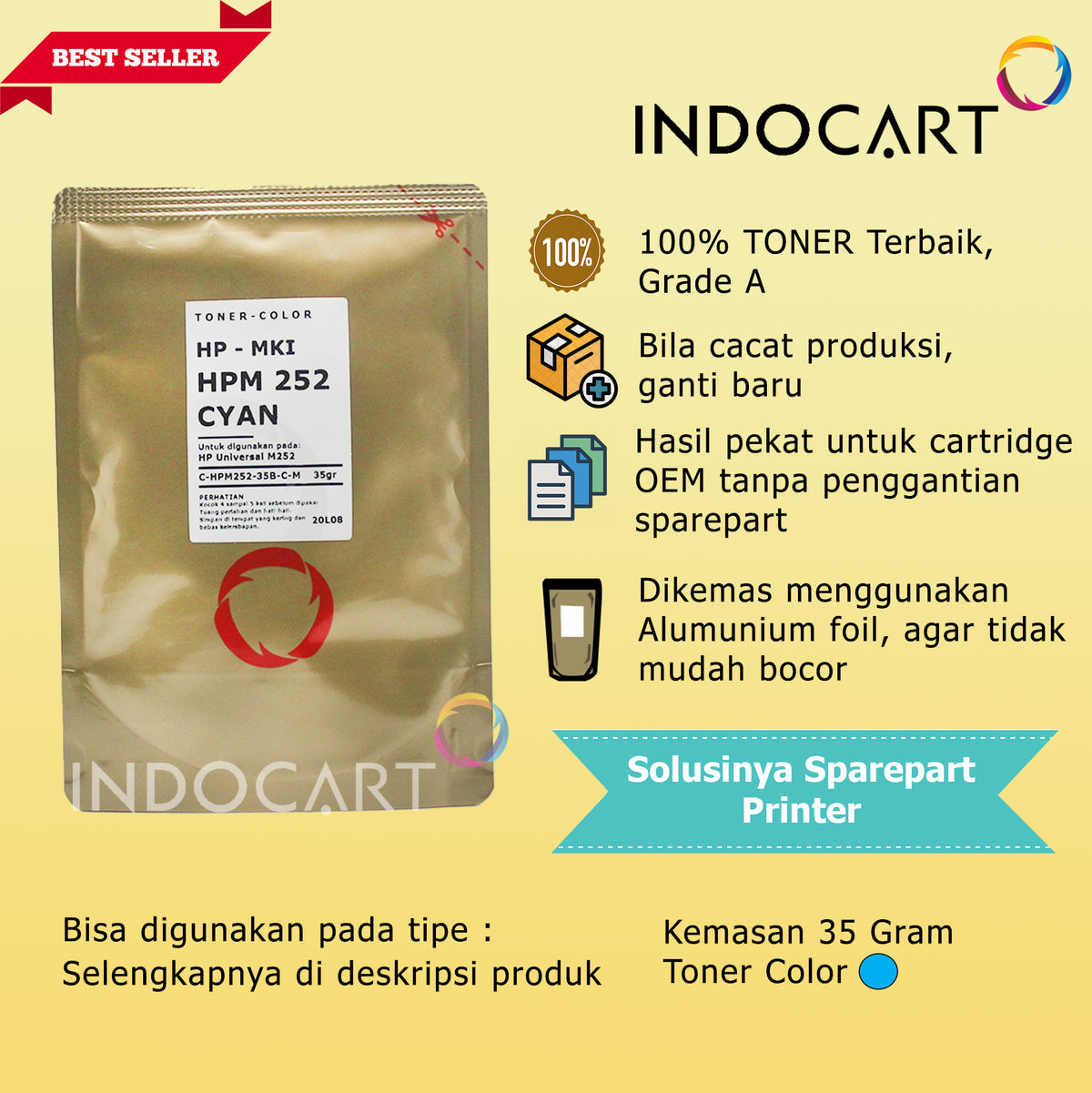 Serbuk Toner Warna-201A 204A 202A 203A-HP M252 M154 M254-35gr