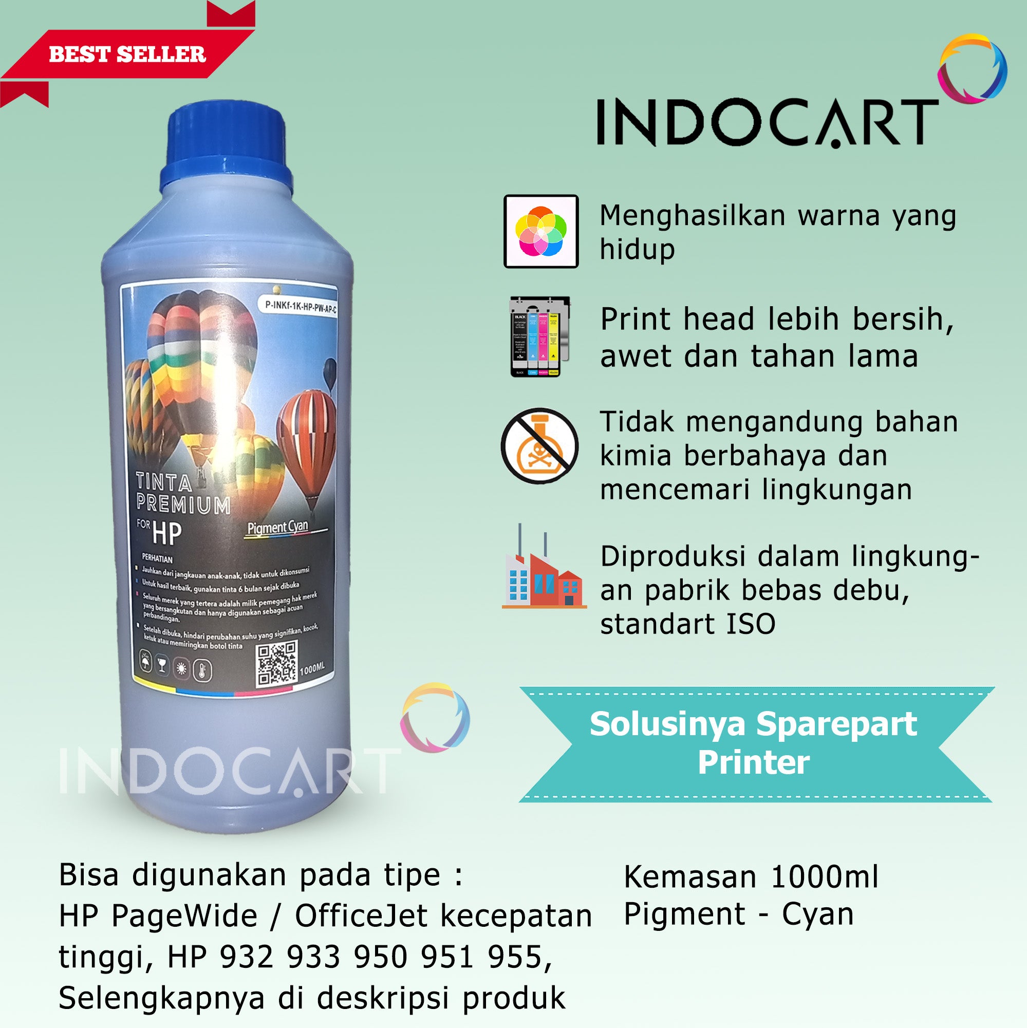 IndoCart Tinta Refill Printer HP Pagewide 975 976 981-Pigment-1kg