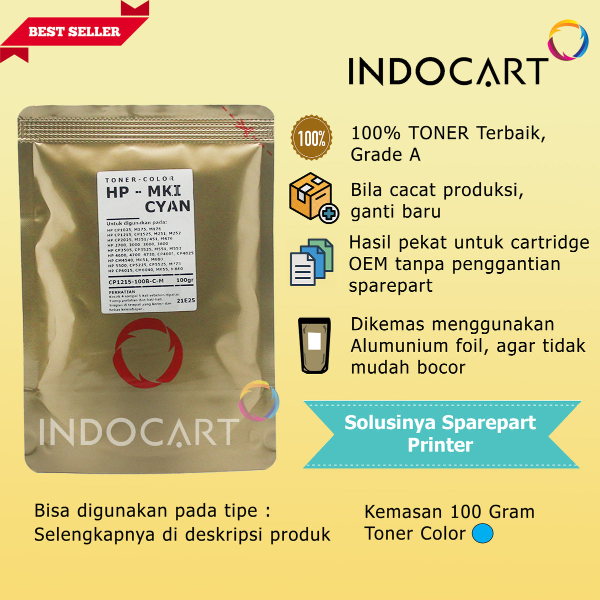 Serbuk Toner Warna Mitsubishi-304A 305A 307A 312A-HP CP2025 CP5220 M351 M375 M476 (35gr-170gr)