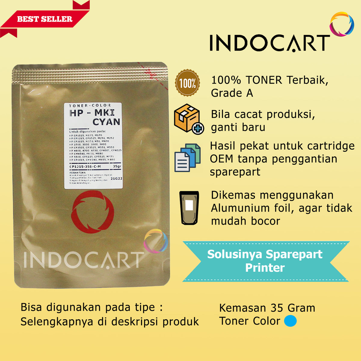 Serbuk Toner Warna Mitsubishi-125A 126A 128A 130A-HP CP1215 CP1025 CP1525 M176 M177 (35gr-170gr)