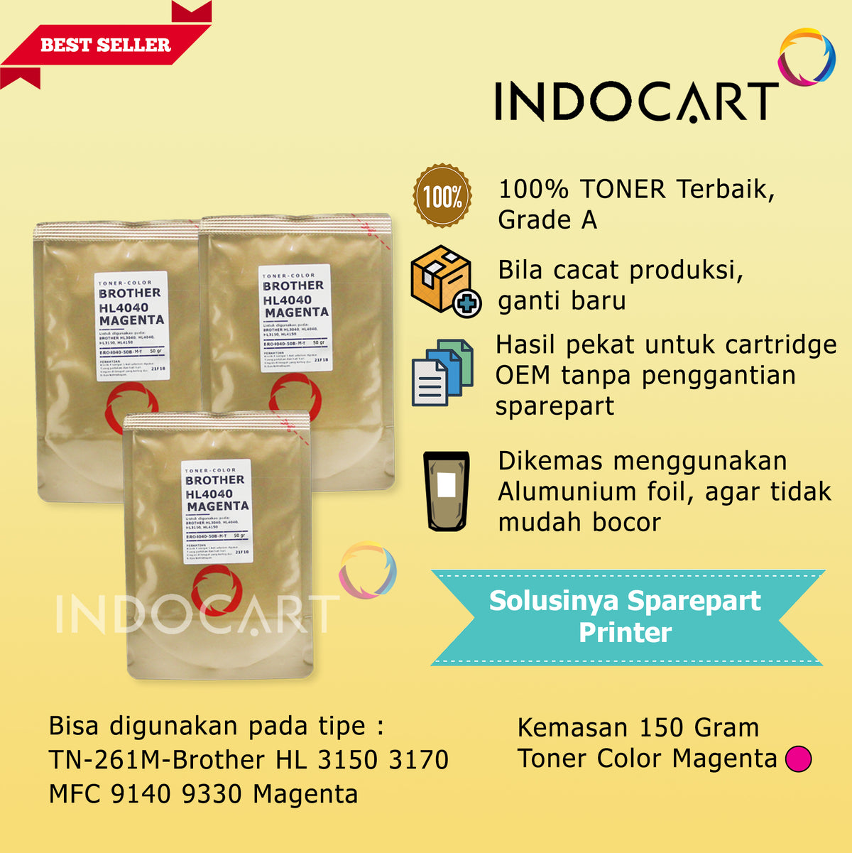 Serbuk Toner Warna Jepang TN-240 TN-261 TN-269 TN-861-HL 3040 3150 L3240 L9430 MFC 9120 (50gr-150gr)
