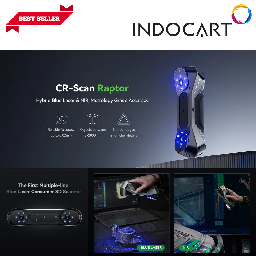 3D Scanner Creality CR Scan Raptor Hybrid Blue Laser NIR with Metrology Grade Accuracy