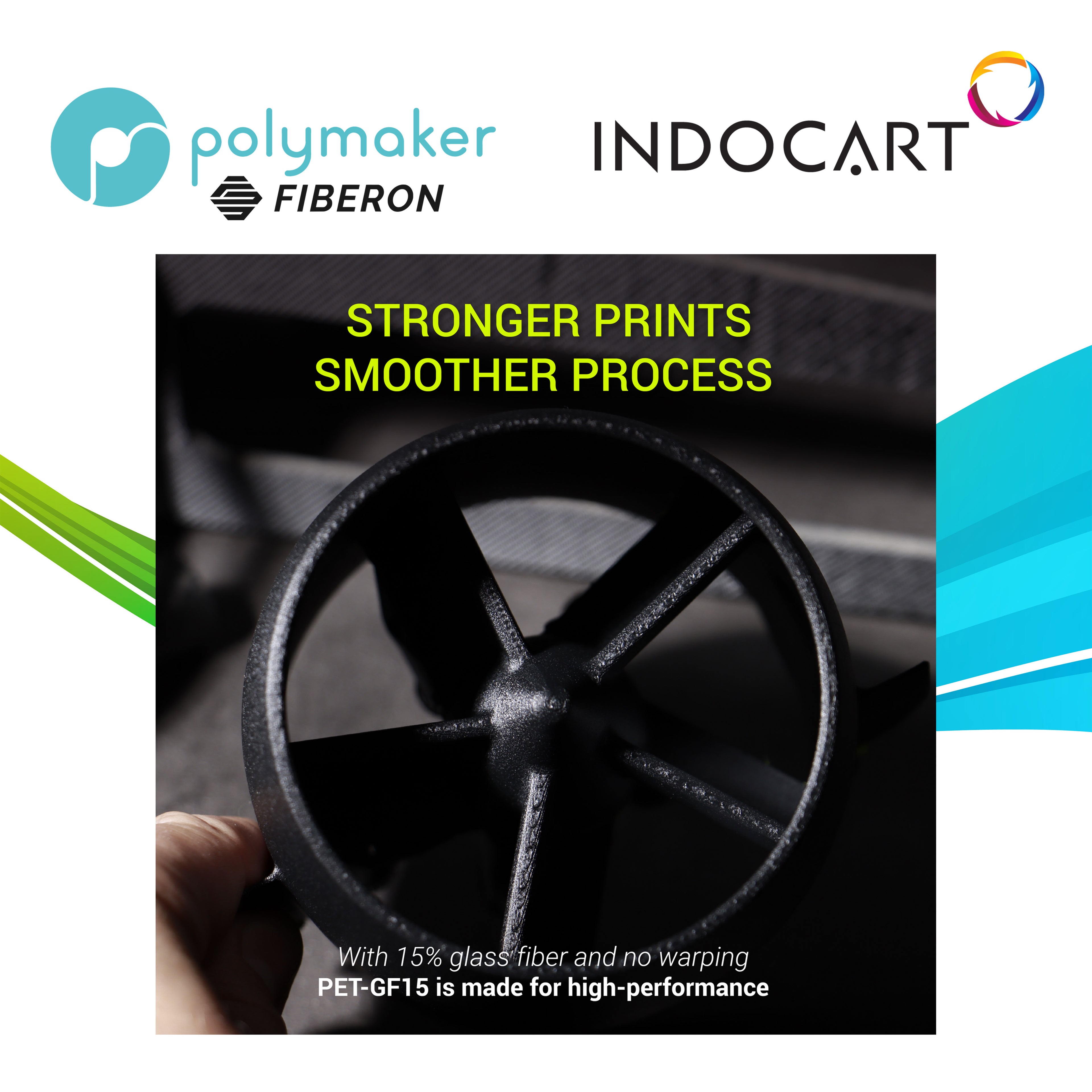 3D Printer Filament PolyMaker Fiberon PET GF15 Glass Fiber Reinforced PET Engineering Filament 1.75mm-1Kg