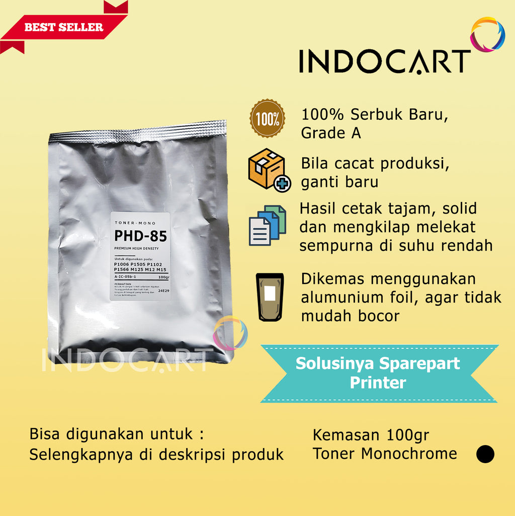 Serbuk Toner PHD CB435A 35A CB436A 36A-HP P1005 P1006 P1505 M1120 M1522-100gr