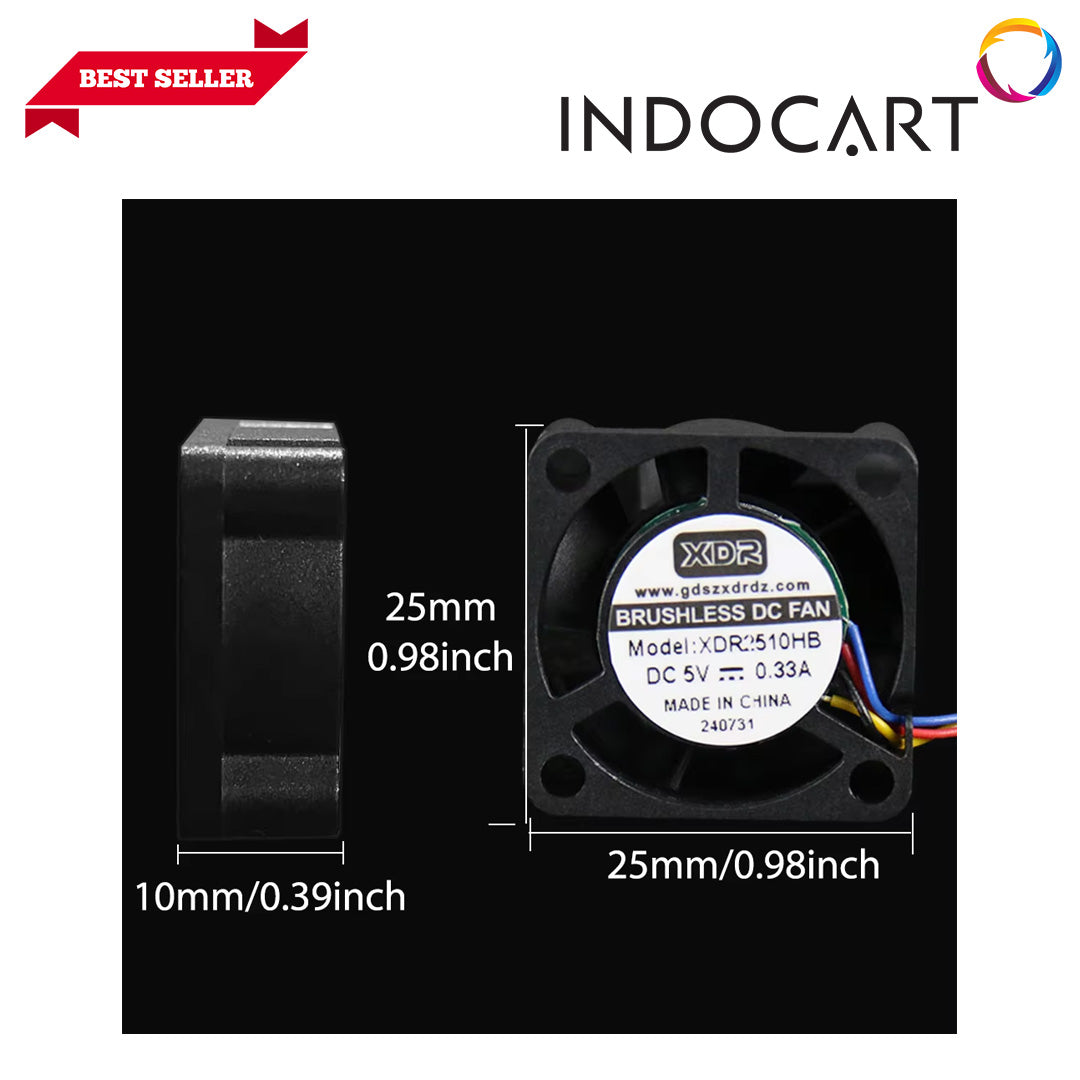 3D Printer Parts BambuLab Compatible Mini Fan 5V 18000 rpm/min 2510 Hot End Cooling for BambuLab P1/X1 Series