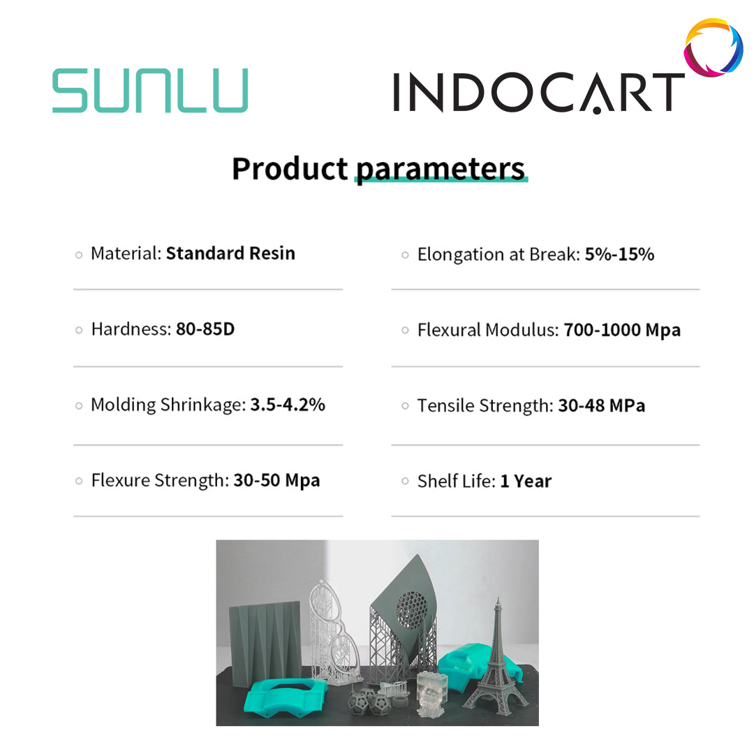 3D Printer Resin SUNLU Standart Low Shrinkage and High Precision 3D Resin 1kg