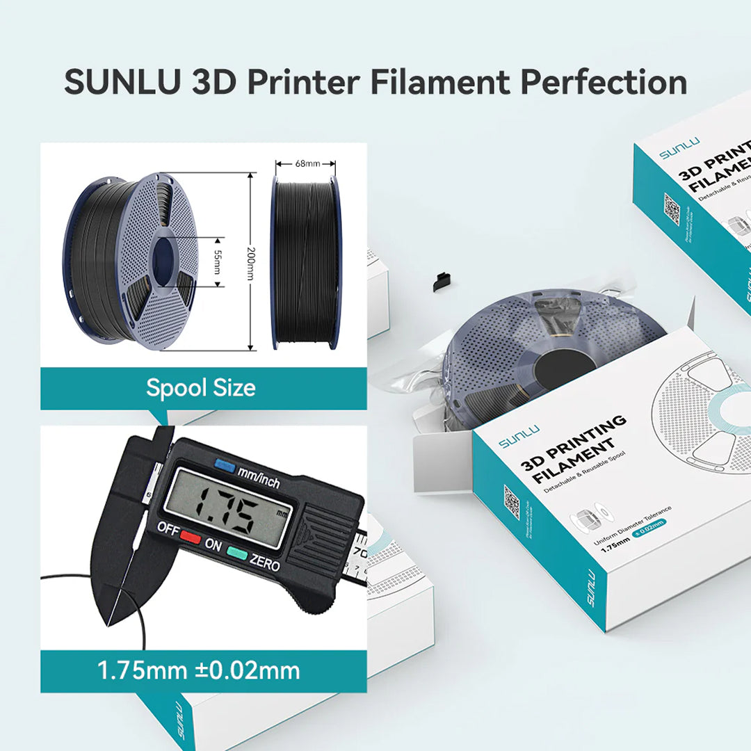 3D Printer Filament SUNLU PLA PLUS 2.0 Upgraded Filament with Neat Winding USA Materials 1.75mm 1Kg