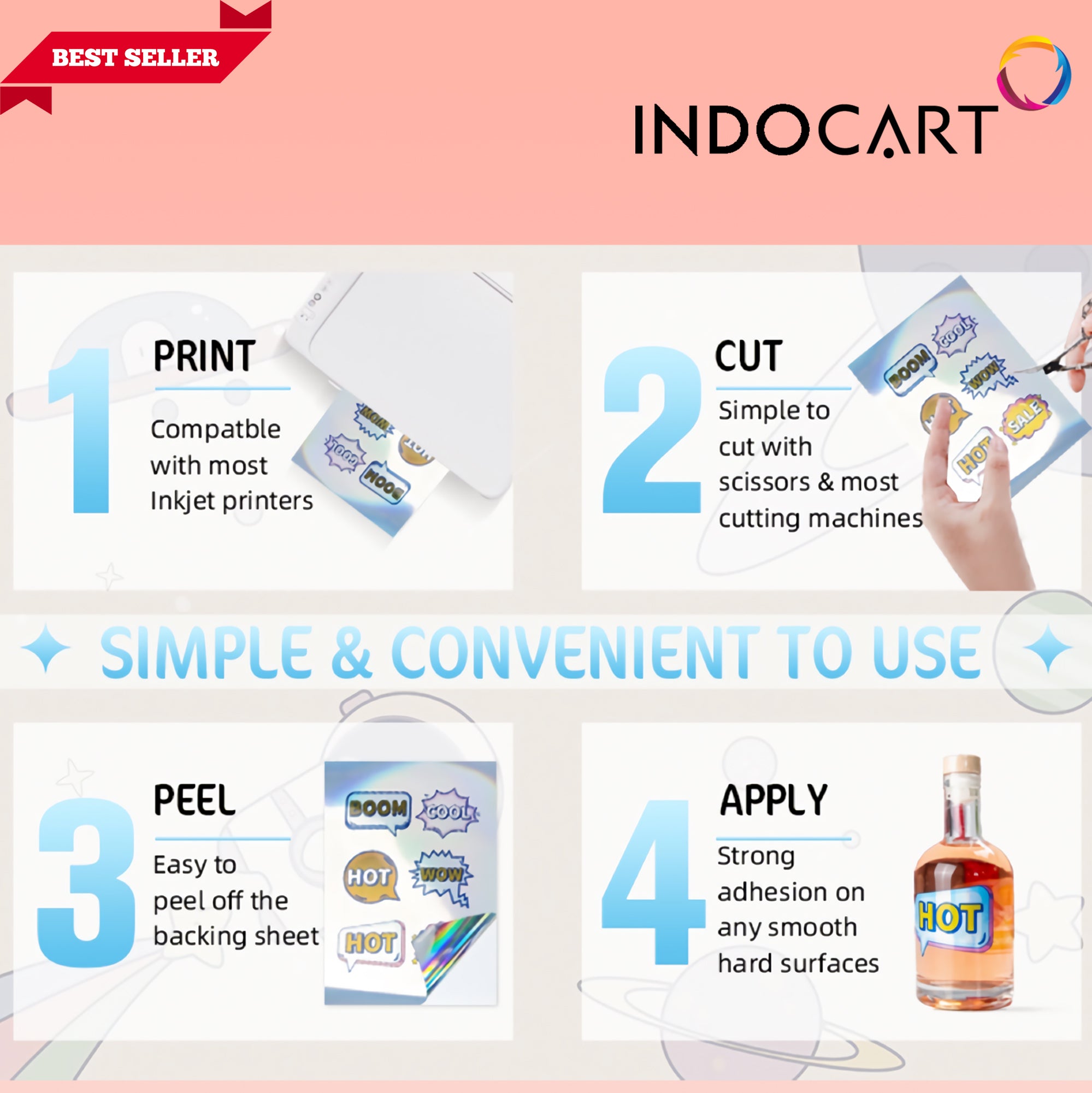 IndoCart Sticker Holographic Diamond-A4-20s