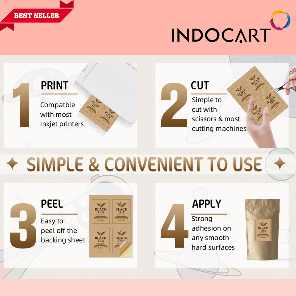 IndoCart Sticker Kraft Paper Dark-A4-20s