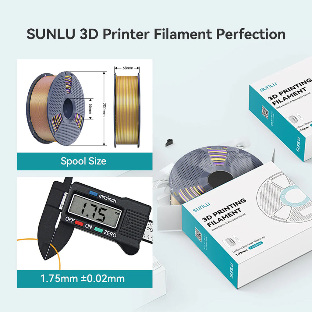 3D Printer Filament SUNLU SILK PLA Dual Color Filament 1.75mm 1Kg