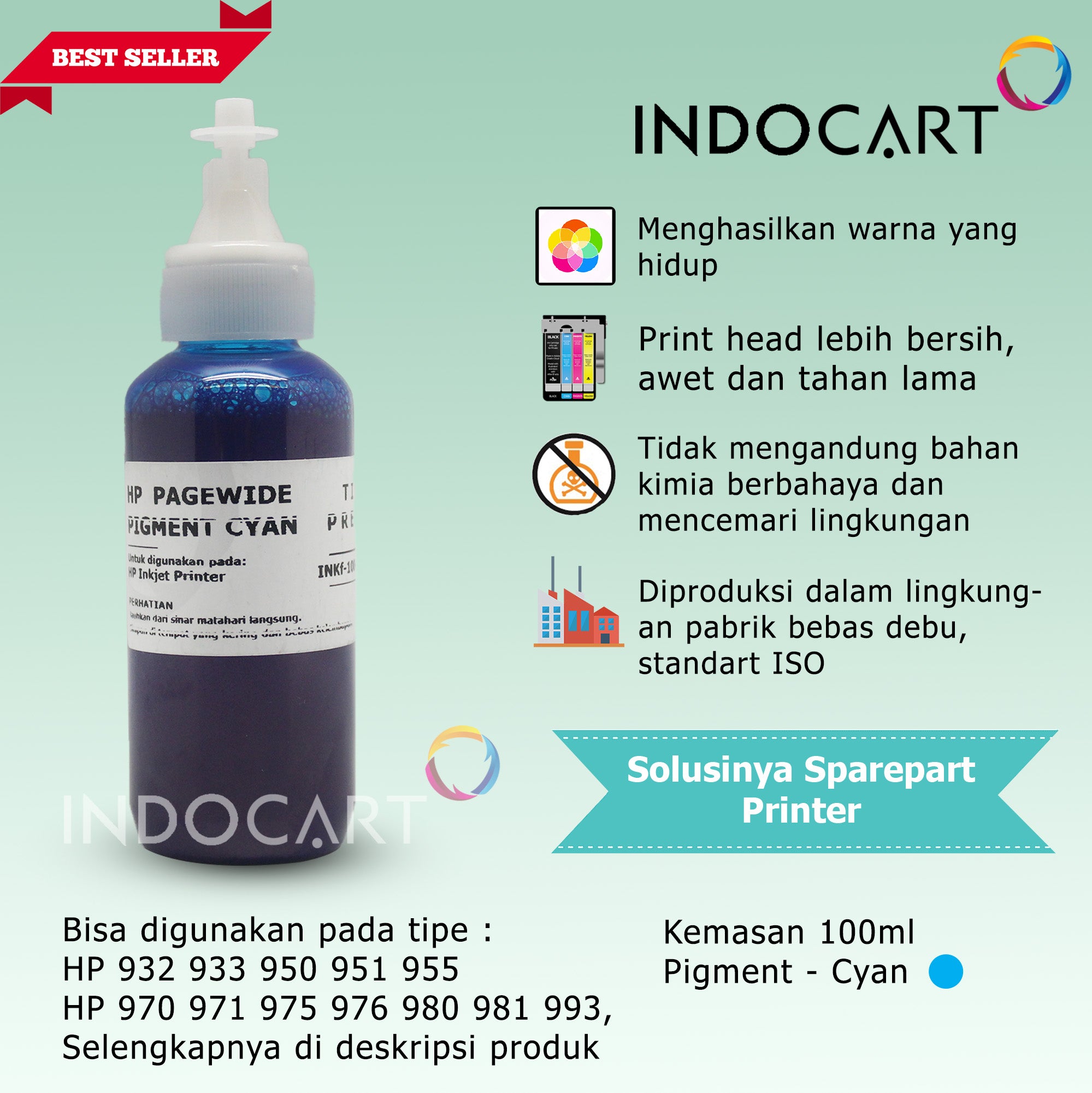 IndoCart Tinta HP OfficeJet 932 933 950 951 955-Pigment-100ml