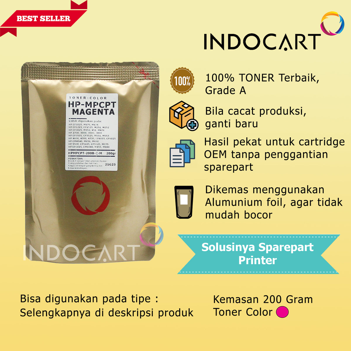 Serbuk Toner Warna MPCPT 646A 646X 647A 648A 649X-HP CM4540 CP4020 CP4025 CP4520 CP4525 (35gr-200gr)