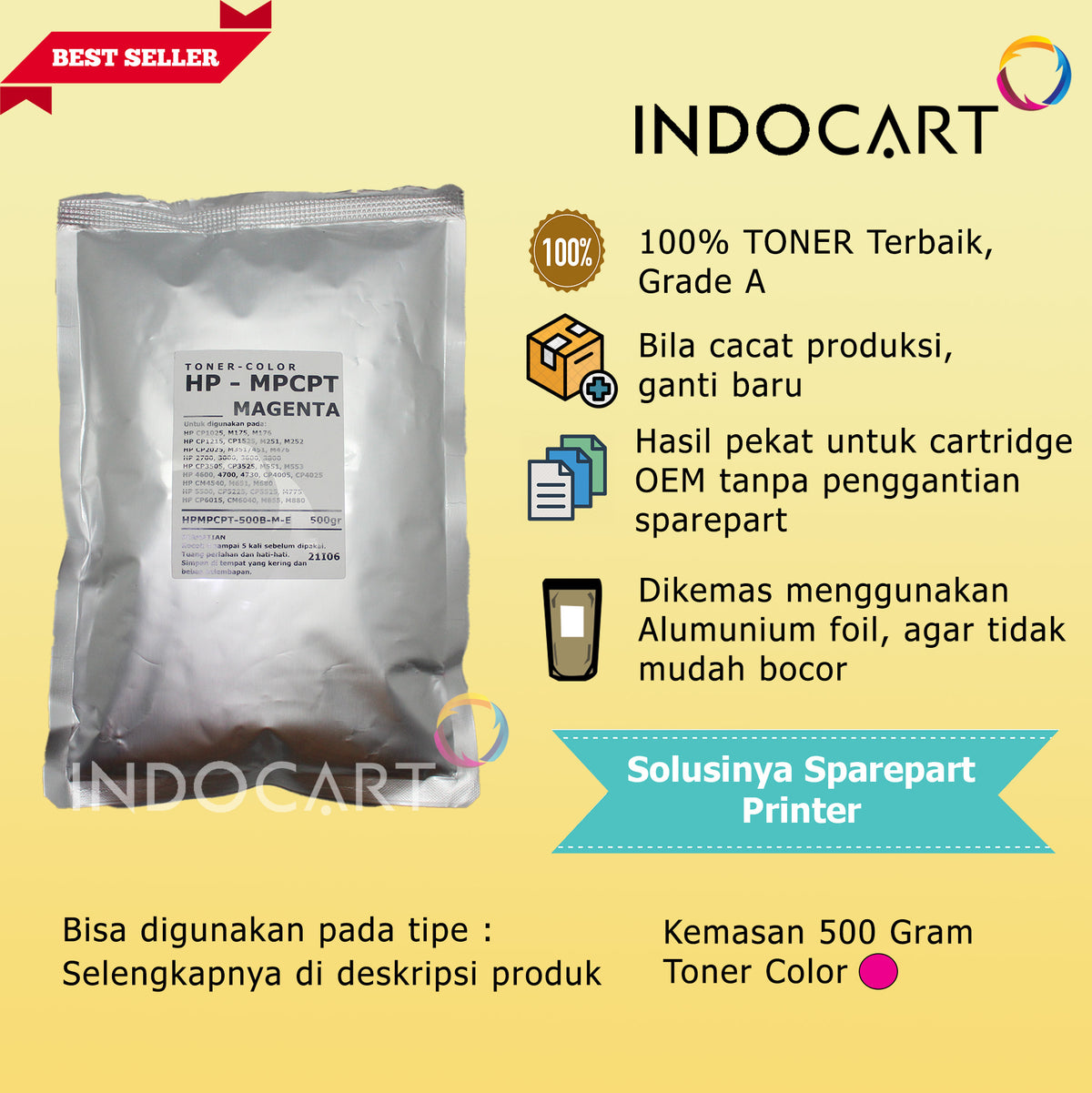 Serbuk Toner Warna MPCPT 130A 131A 304A 507A-HP M176 M251 M551 CP2025 CM2320 (300gr-1kg)