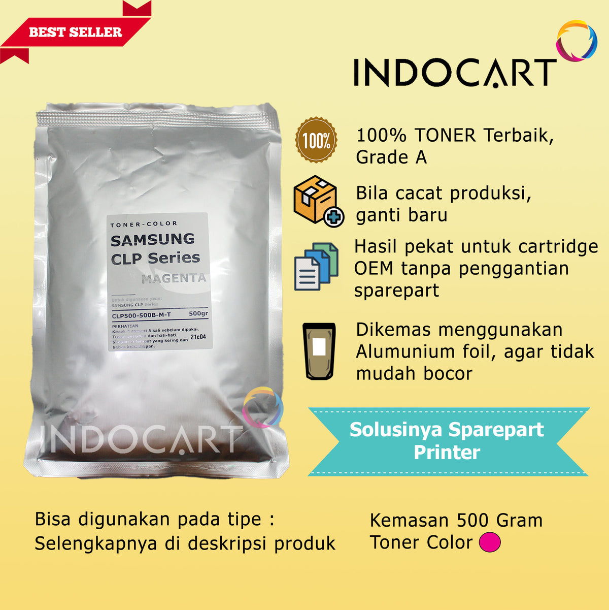 Serbuk Toner Warna Jepang-Samsung CLP 300 350 500 510 550 600 650 660 CLX 2160 3160-500gr
