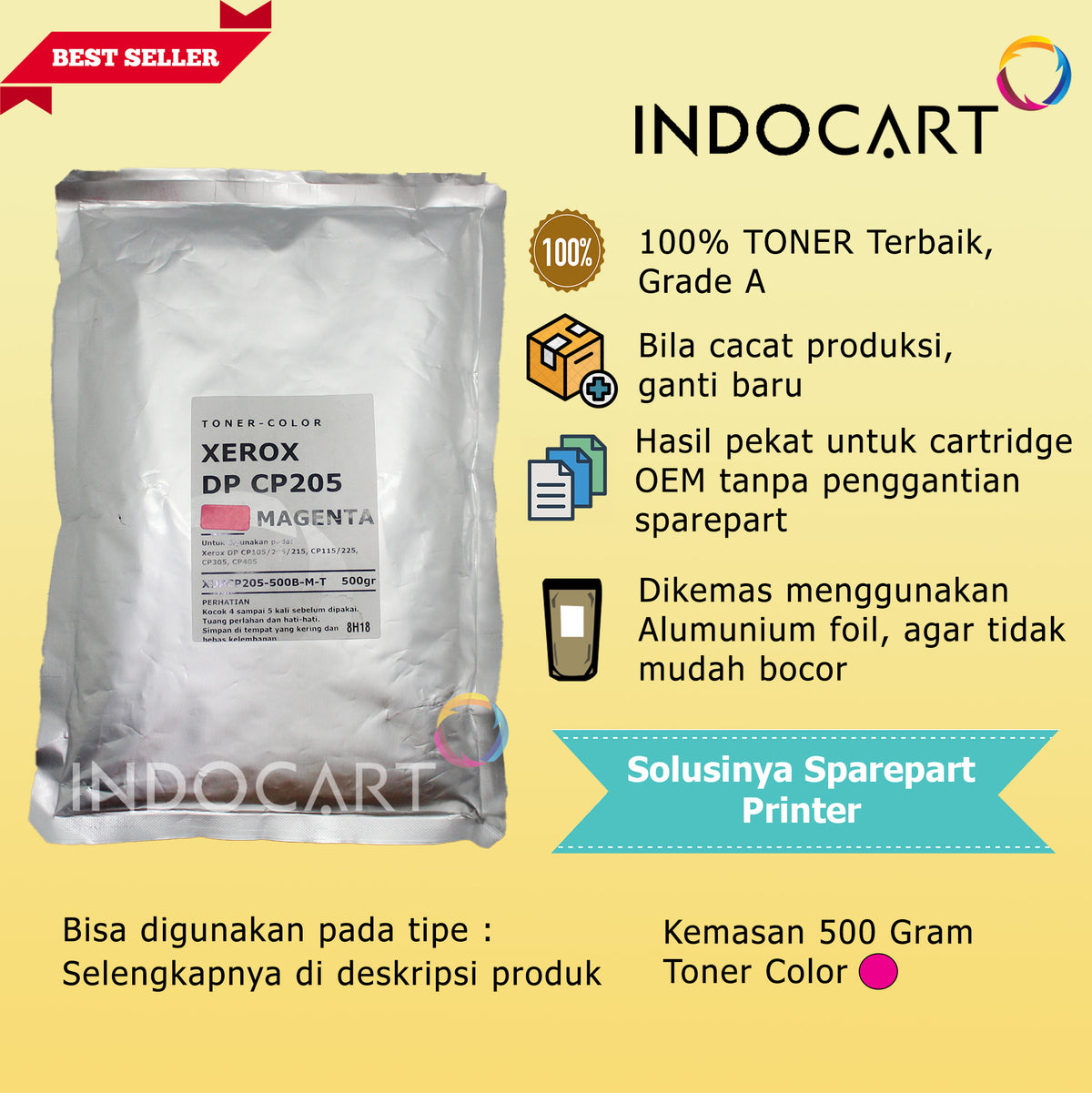 Serbuk Toner Warna Jepang-Xerox DocuPrint CP115 CP116 CP225 CM115 CM225-500gr