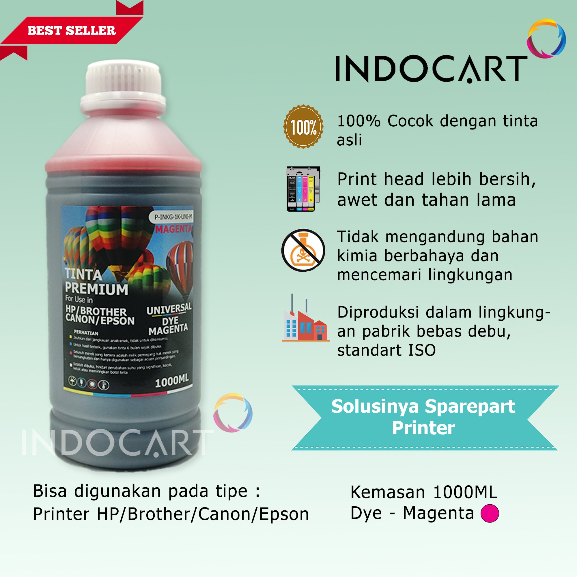 IndoCart Tinta Premium Canon CL 41 57 741 746 811 831 CLI 726-Dye-1kg