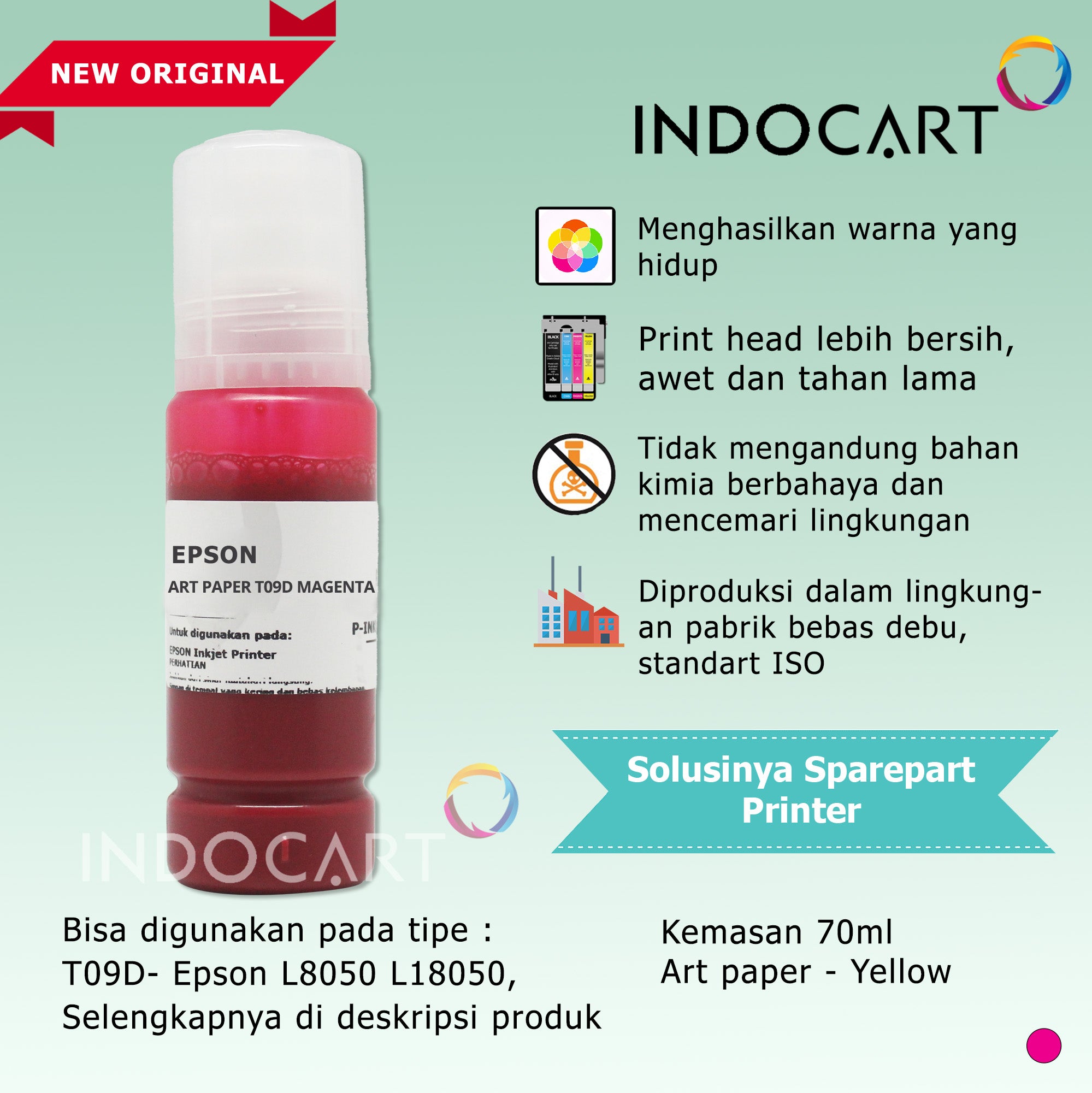 IndoCart Tinta Premium Refill Printer Epson 001 003 008 057 Art Paper Ink-70ml
