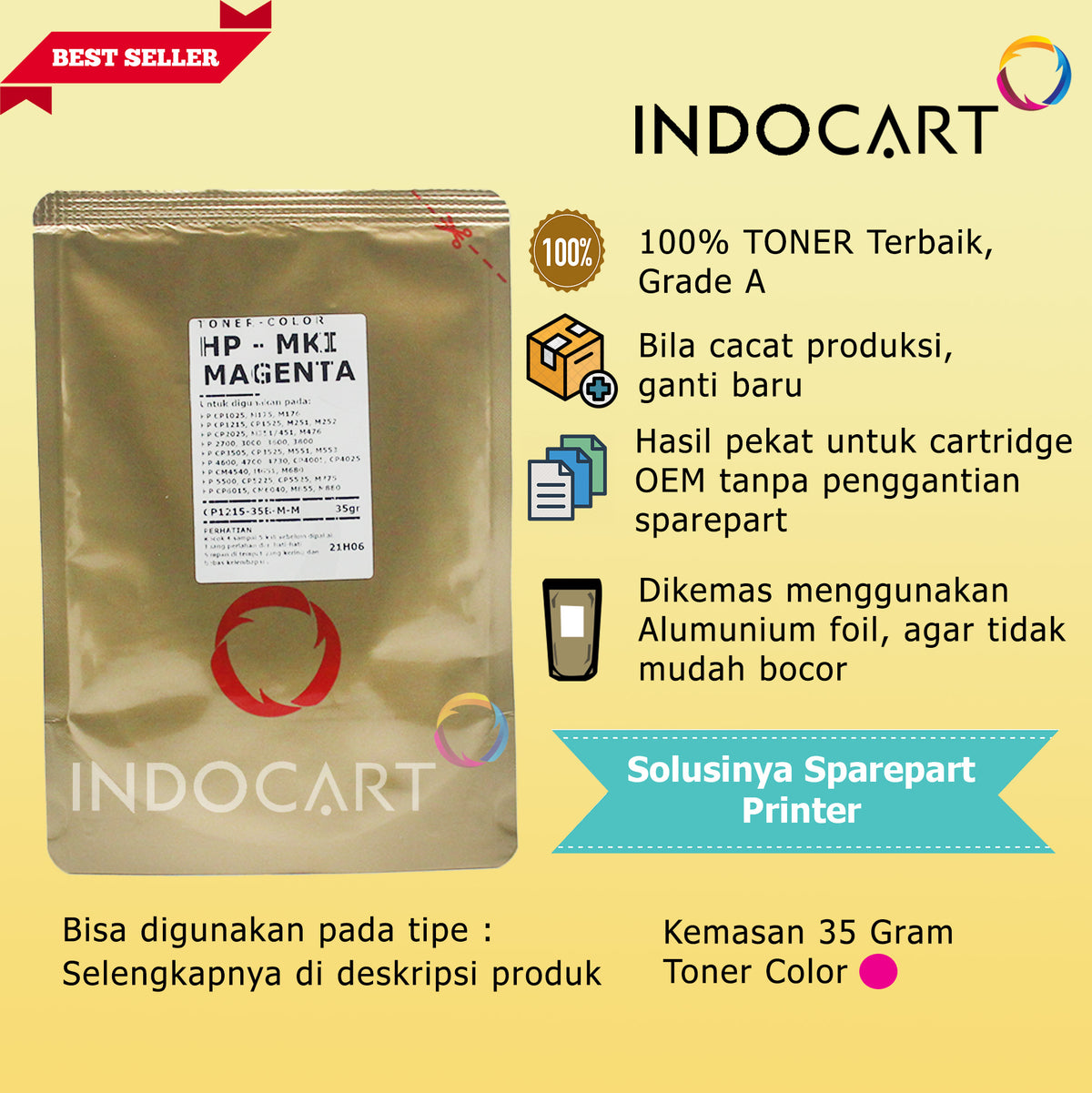 Serbuk Toner Warna Mitsubishi-125A 126A 128A 130A-HP CP1215 CP1025 CP1525 M176 M177 (35gr-170gr)