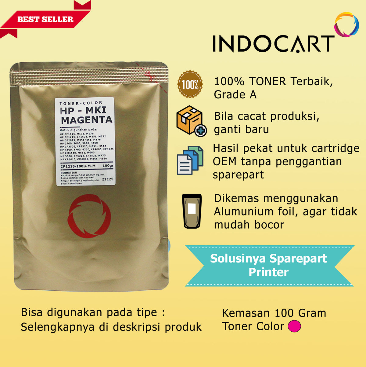 Serbuk Toner Warna Mitsubishi-125A 126A 128A 130A-HP CP1215 CP1025 CP1525 M176 M177 (35gr-170gr)