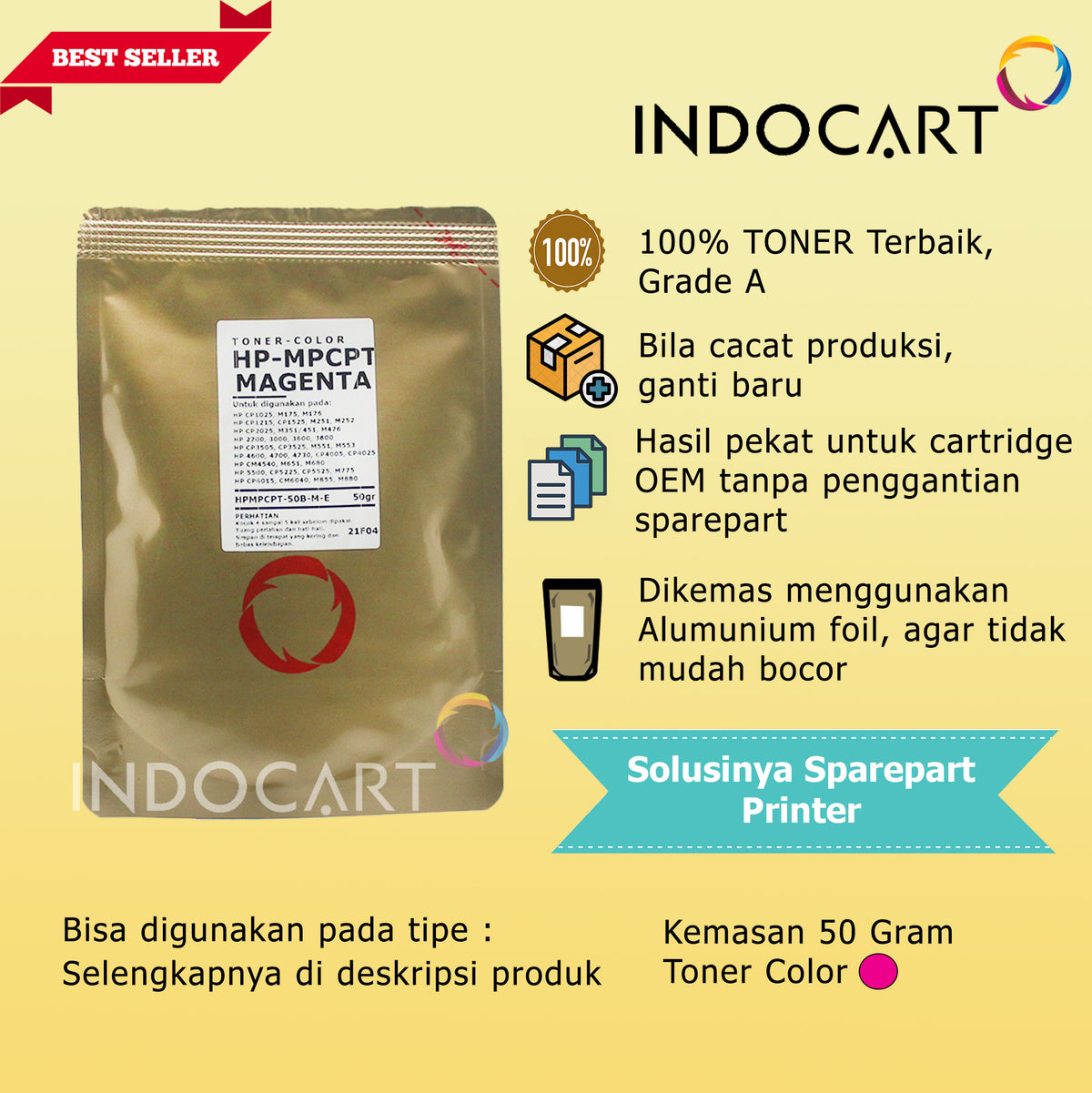 Serbuk Toner Warna MPCPT 652A 653A 654A-HP LaserJet M680 M651 (35gr-200gr)