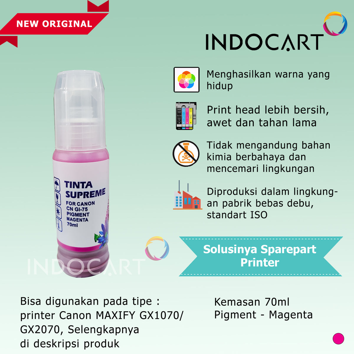Tinta Supreme Canon GI-75 GI75 Compatible Pigment Ink-Canon GX1070 GX2070-70ml