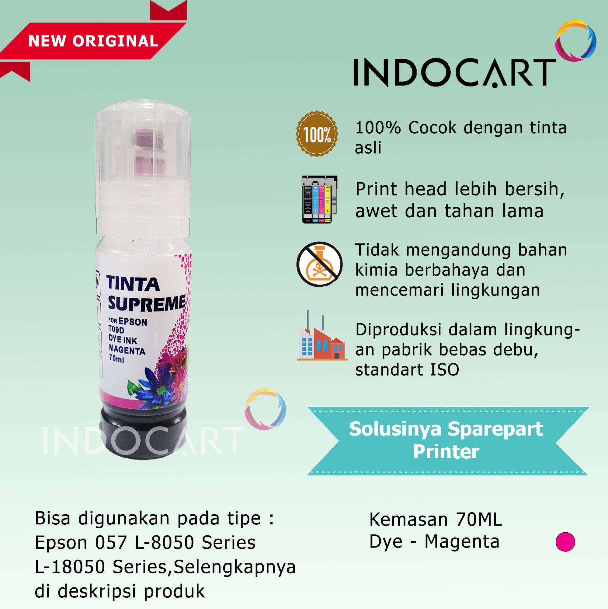 IndoCart Tinta Refill Printer Epson 057 6CL L8050 L18050 T09D 70ml