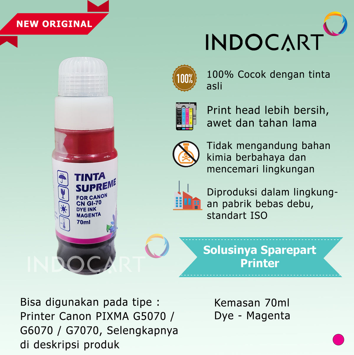 Tinta Supreme Canon GI 70 GI70 Compatible Dye Ink-Canon G5070 G6070 G7070 GM2070 GM4070-70ml