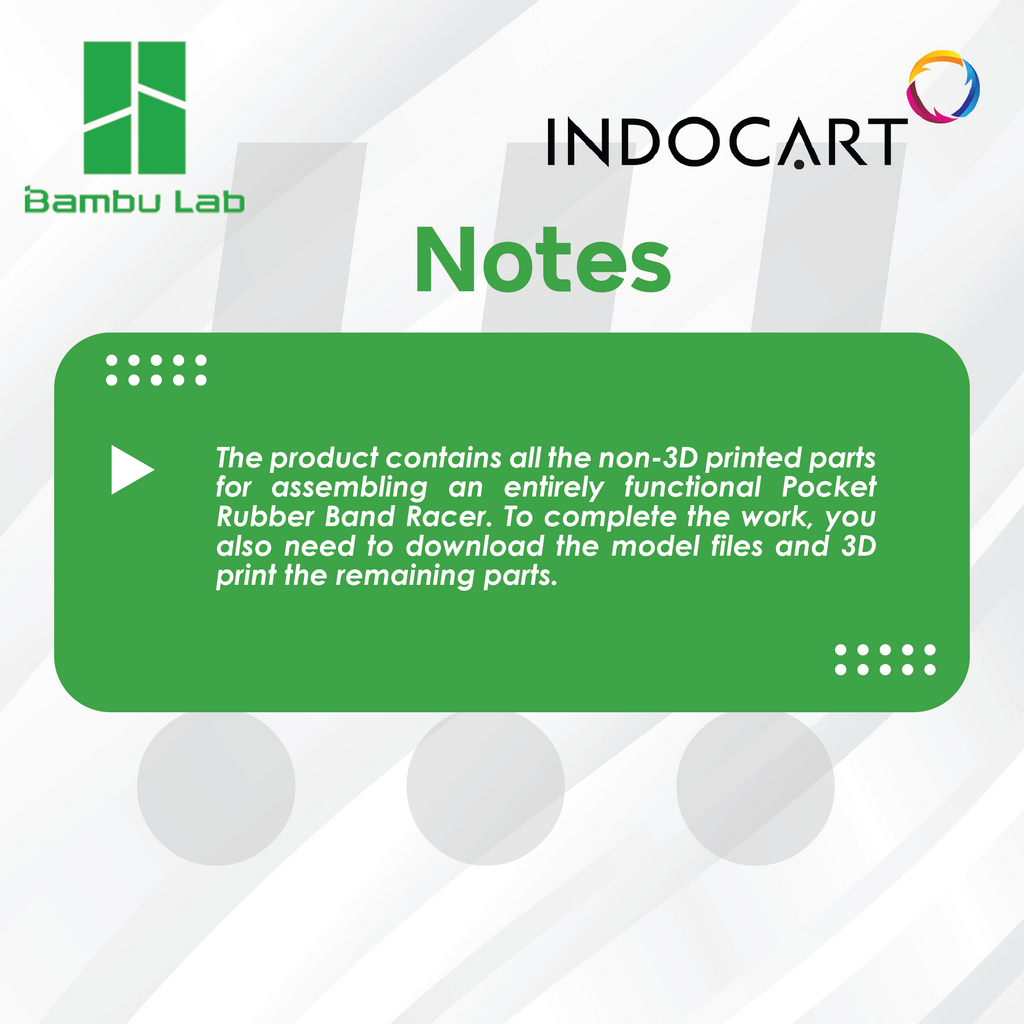 3D Maker's Supply Parts BambuLab Pocket Rubber Band Racer
