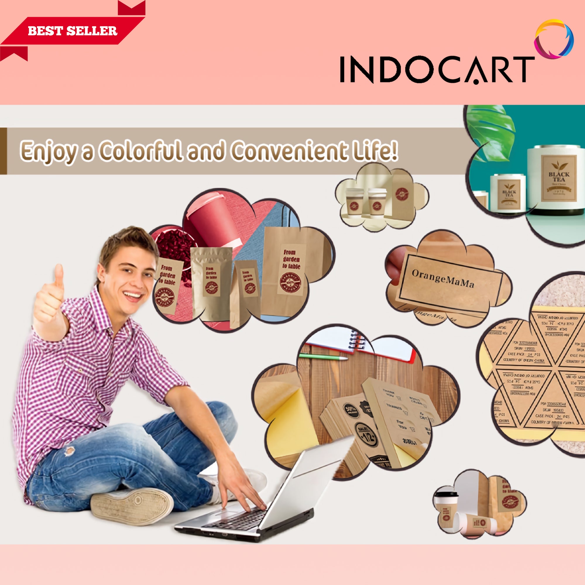 IndoCart Sticker Kraft Paper Dark-A4-20s