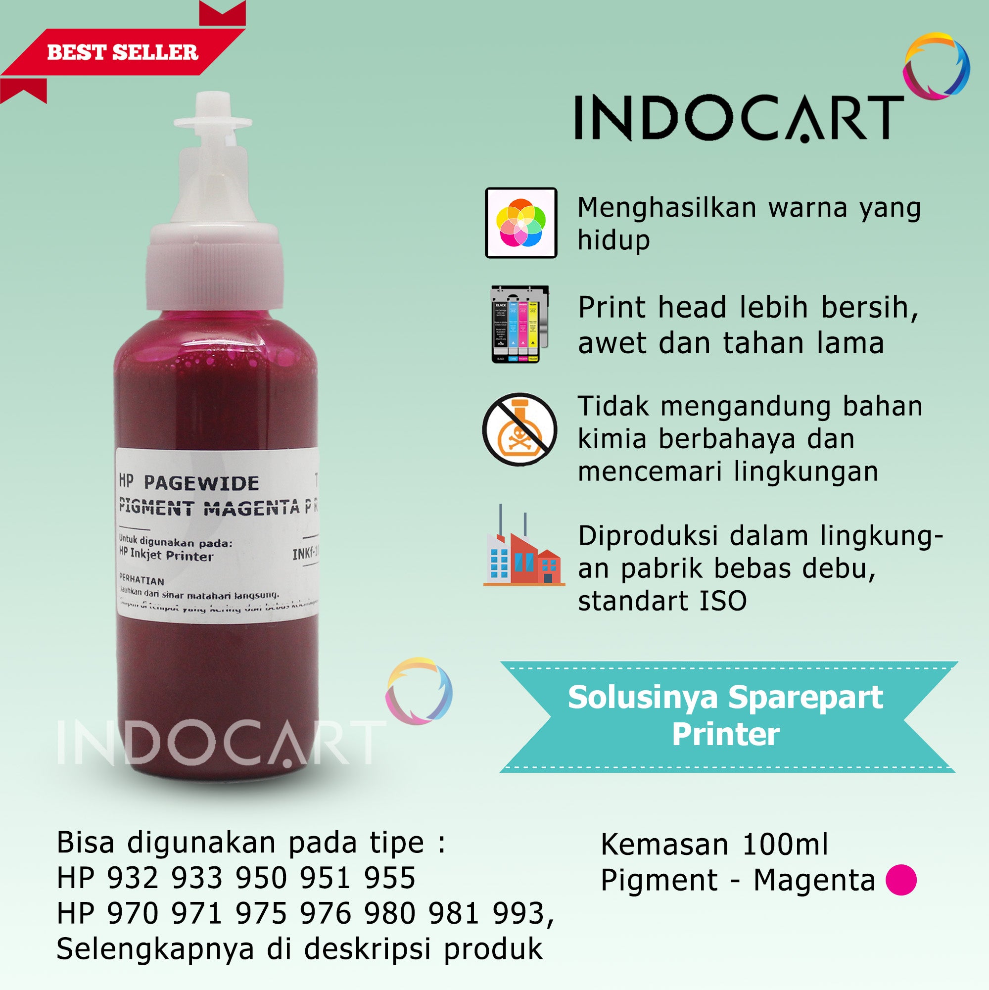 IndoCart Tinta HP OfficeJet 932 933 950 951 955-Pigment-100ml